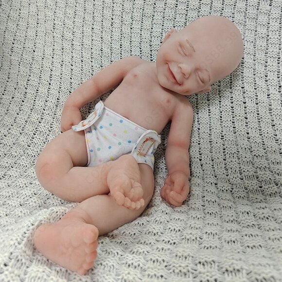 40cm Full Silicone Closed Eyes Sleeping 4.18lbs Newborn Baby Boy Reborn Doll - Picture 5 of 13